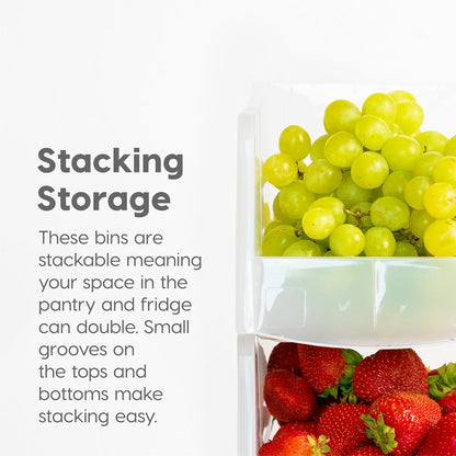 IRIS USA Clear Plastic Stackable Storage Bins, Large-, Open Front Fridge Pantry Kitchen Closet Cabinet Bathroom Organizer Basket for Organizing Snack, Cans, Office Supplies, and Coffee Pods