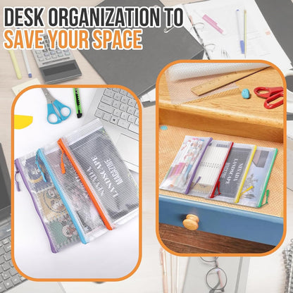 YOPCDJ 24pcs Mesh Zipper Pouch File Bags Puzzle Storage Bags, A3 17x12 Inches Large Reusable Zipper Pouches for Organizing Classroom Board Game Organization