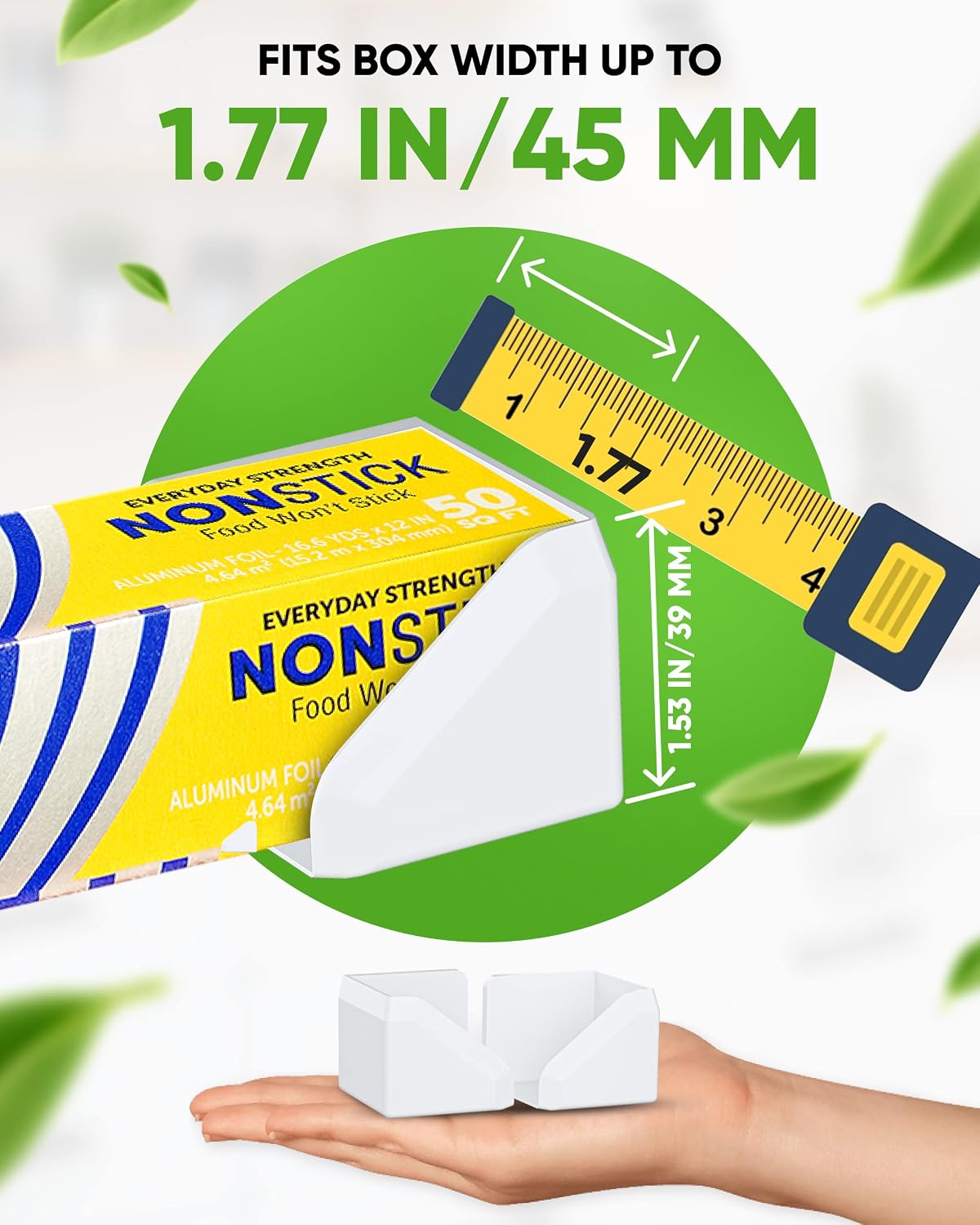 Skywin Adhesive Foil and Plastic Wrap Organizer Includes 2 Holders, Fits Box Width up to 2.4in/61mm, Heavy Duty Aluminum Foil Organization and Storage (White)