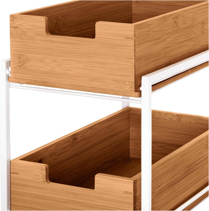 Seville Classics Bamboo Premium Organizer Storage Bins for Kitchen Silverware, Pantry, Closet, Office Desk, Pens, Utensils, Makeup, K Cup, Bamboo, Bag Holder Bin Set