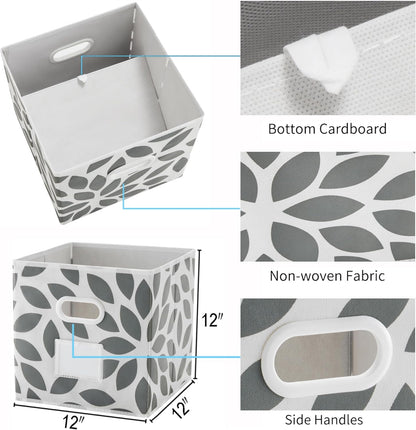MAX Houser Fabric Storage Bins Cubes Baskets Containers with Dual Plastic Handles for Home Closet Bedroom Drawers Organizers, Flodable, Blue, Set of 4