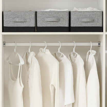 Linen Folding Storage Bins, 3 Pack Large Storage Baskets, Washable, Clothing Storage Bins with Handle, Closet Organizer for Storage Sweater,Sheets(Beige, 18½"x11 x8½)
