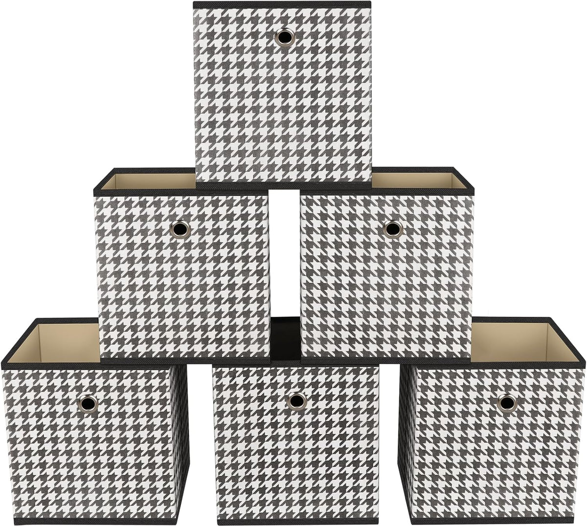 Black Foldable Storage Cubes Bins ,11 Inch Cloth Storage Cube Fabric Storage Box Cubes Organizer Baskets with Handles for Home Organizer Set of 3 (Black)