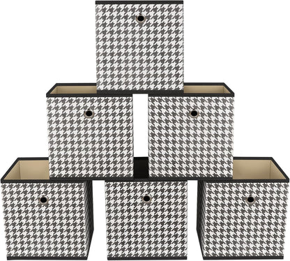 Black Foldable Storage Cubes Bins ,11 Inch Cloth Storage Cube Fabric Storage Box Cubes Organizer Baskets with Handles for Home Organizer Set of 3 (Black)