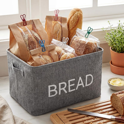 Newtay 17 Pcs Snack Basket Sets, Snack Storage Bin for Pantry Shelves with 16 Pcs 2 Inch Chip Clips, Basket Organizer for Kitchen Home, Chips, Popcorn, Candy, Pretzels(Burlap,Khaki)