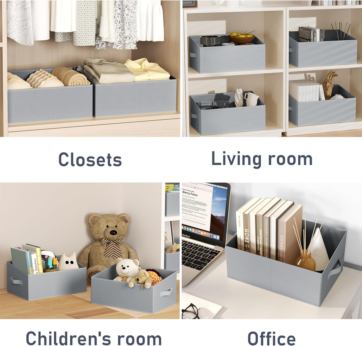 DIMJ Closet Storage Bins - Fabric Storage Baskets for Shelves, Collapsible Closet Organizers and Storage with Handles, Trapezoid Shelf Organization Storage Cubes for Purse, Toys, Books, Towel, Socks