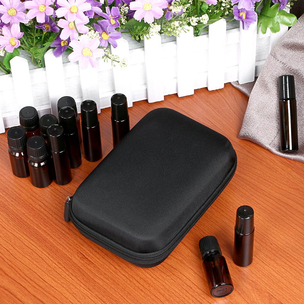 Hipiwe Hard Shell Essential Oil Carrying Case Holds 12 Bottles (Can hold 5ml, 10ml, &10ml Rollers) Travel Size Essential Oils Bag Organizer Perfect for Essential Oils Bottle (Purple)
