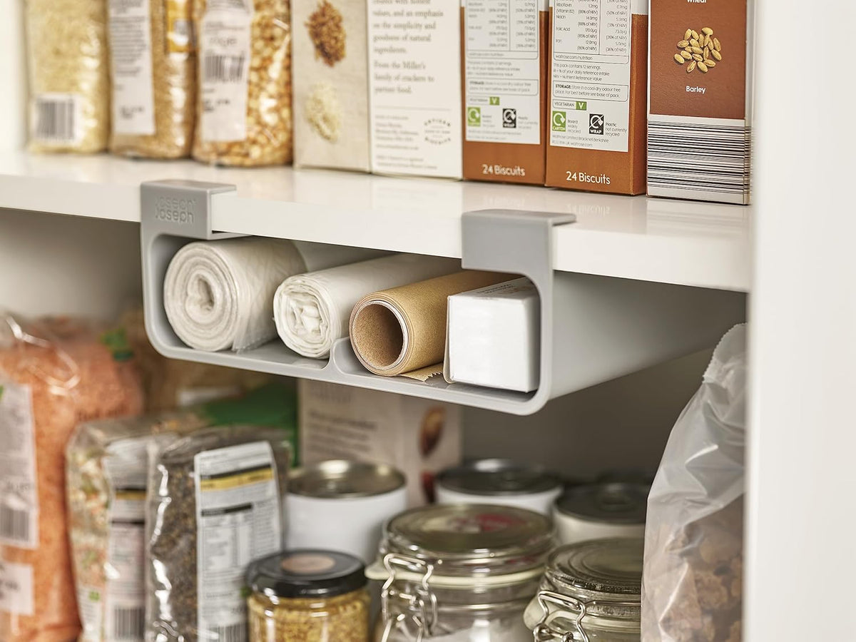 Joseph Joseph CupboardStore Under Shelf Storage Plastic Wrap, Film, Foil and Bag Space Saving Cabinet Organizer | Plastic Wrap