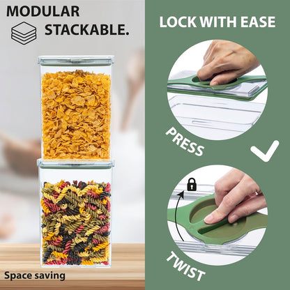 4-Pack Small Pantry Containers, 0.8 QT/0.76 L Clear SAN Food Storage Canisters with Twist-Lock Lids, Stackable for Sugar, Tea Bags, Seasoning, Nuts, Snacks(Sand)