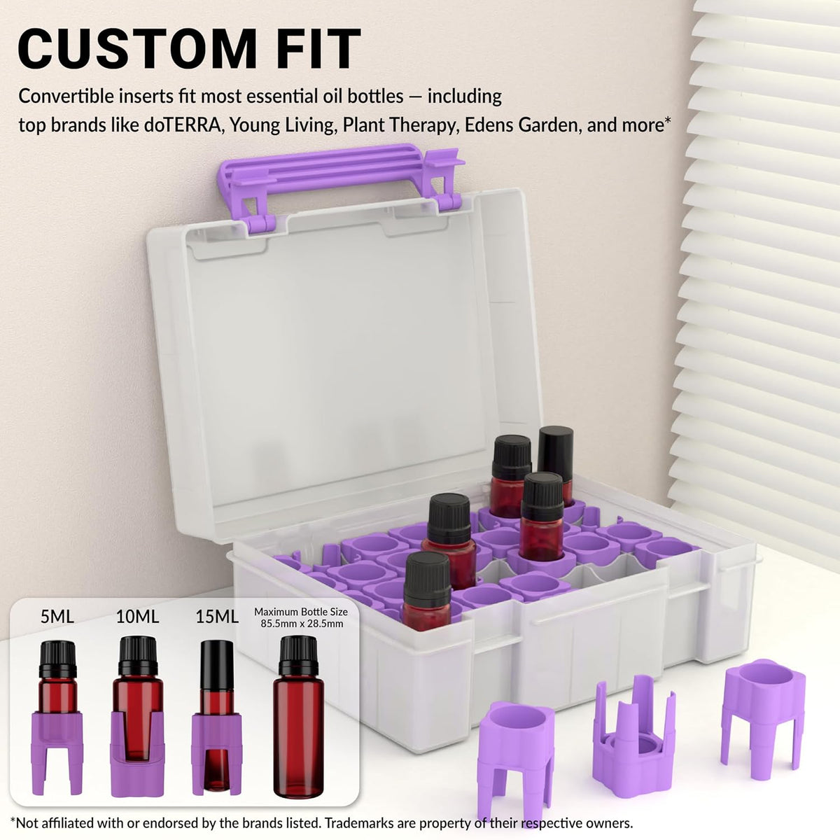 GPG2 Essential Oil Organizer for 35 Bottles, Hard Shell Storage Case with Shelf Display Lid & Travel Handle, Fits 5ml/10ml/15ml, Roller Bottles, Compatible with Top Brands, Teal