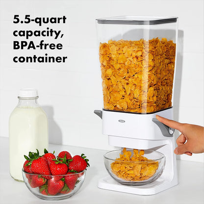OXO Good Grips Countertop Cereal Dispenser | erfect for cereal, oatmeal, snacks. One-handed dispensing. Airtight dual-seal freshness. Dishwasher safe. 5.5 qt capacity.