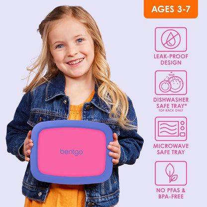 Bentgo Kids Bento-Style 5-Compartment Leak-Proof Lunch Box - Ideal Portion Sizes for Ages 3 to 7 - Durable, Drop-Proof, Dishwasher Safe, PFAS & BPA-Free & Made with Food-Safe Materials (Blue)