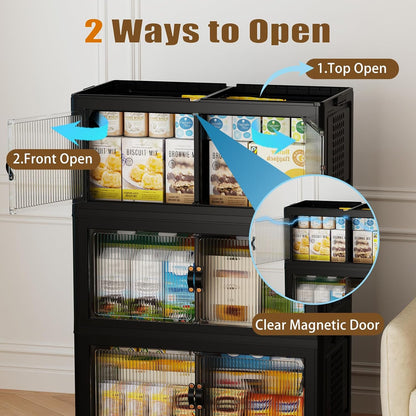 SAILUN 145Gal/580Qt Stackable Storage Bins Folding Collapsible Storage Bins with a Lid, Closet Organizers and Storage,White 26" W x 17" D x 71" H