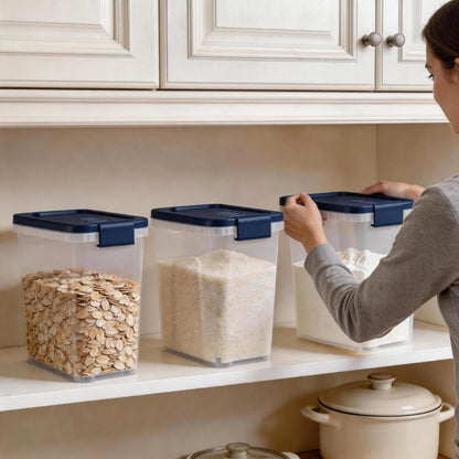 Tight-Lock Rice Container 10-15 Lbs - Airtight Flour Container with Scoop - Food-Grade Plastic Food Storage Container for Cereal, Sugar - Dry Food Dispenser for Kitchen, Pantry Organizers and Storage