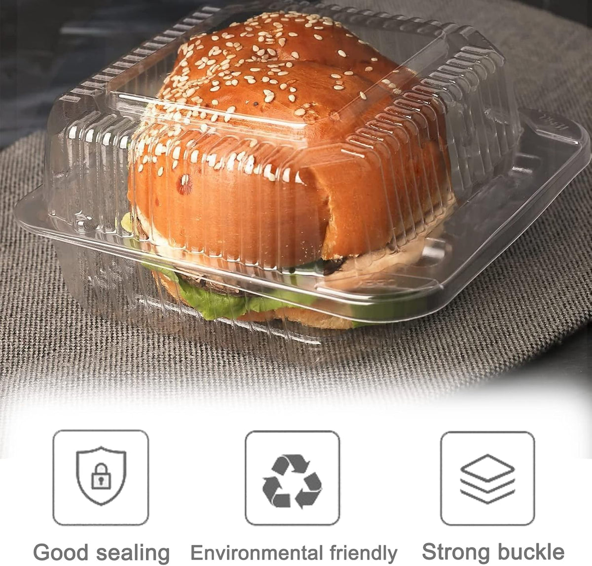 Jizvxe 100 Pack Clear Plastic Square Hinged Food Container,Disposable Plastic To Go Containers with Clear Lids,Cake Slice Containers Clamshell Takeout Tray for Pastry,Salad,Dessert(5.1"x 4.7"x 2.8")