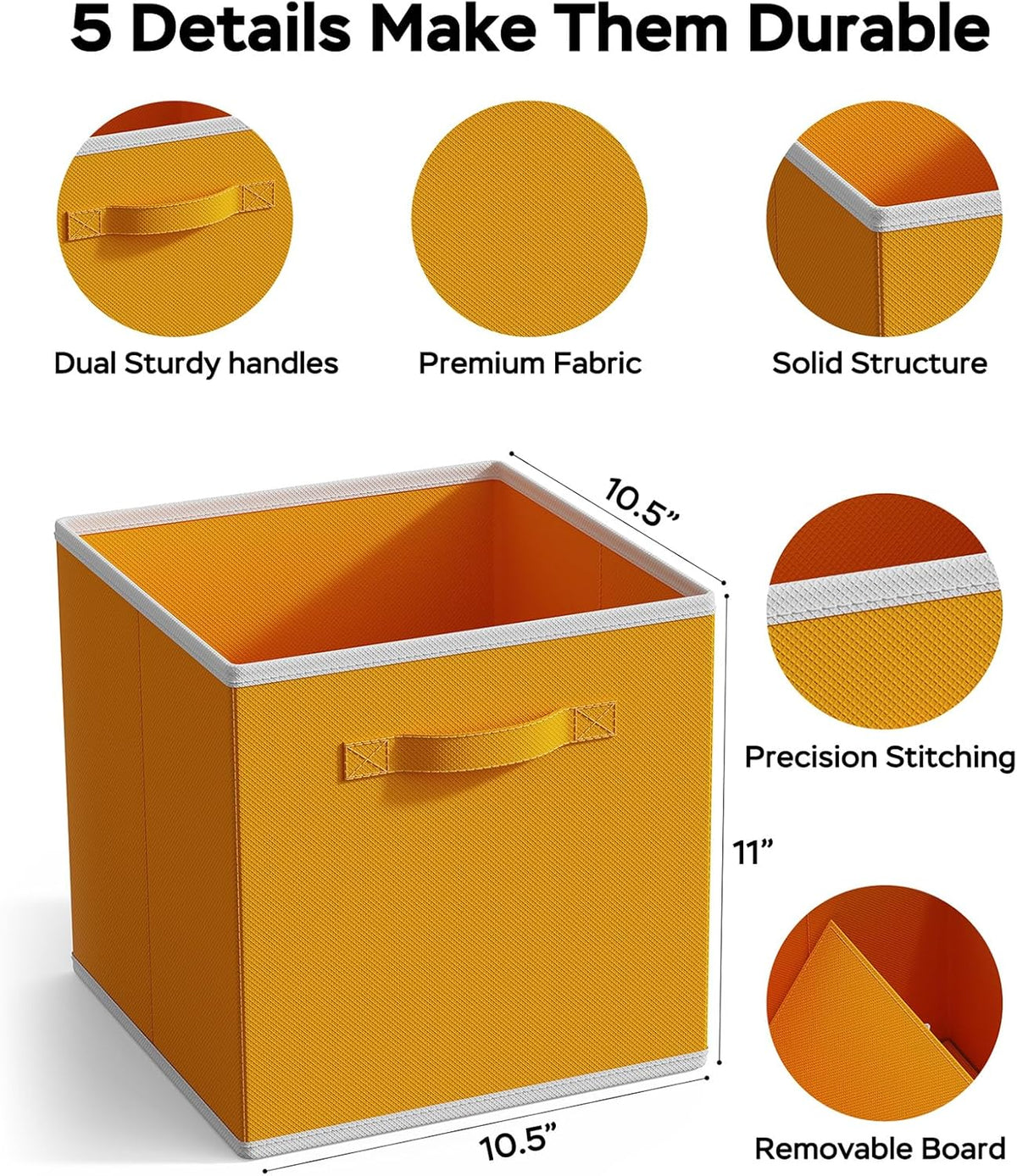 MAX Houser Fabric Storage Bins Cubes Baskets Containers with Dual Plastic Handles for Home Closet Bedroom Drawers Organizers, Flodable, Blue, Set of 4