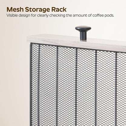 YATINEY Coffee Pod Drawer Holder, Coffee Pod Drawer for K Cup, 35 Capacity Coffee Capsules Storage Organizer, Sliding Mesh Basket, for Home Office, Kitchen, Rustic Brown KH08BRG1