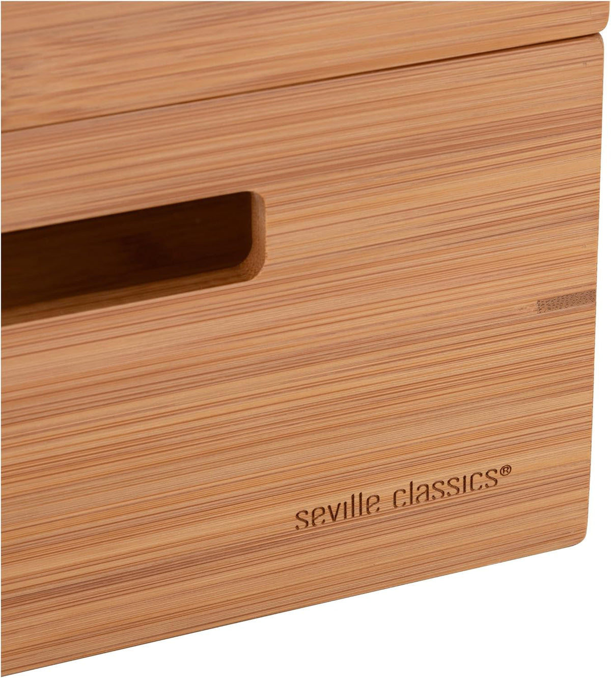 Seville Classics Bamboo Premium Organizer Storage Bins for Kitchen Silverware, Pantry, Closet, Office Desk, Pens, Utensils, Makeup, K Cup, Bamboo, Bag Holder Bin Set