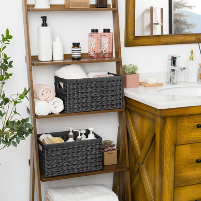 GRANNY SAYS Wicker Storage Baskets for Shelves, Wicker Baskets for Organizing, Waterproof Woven Basket for Pantry, Rectangle Basket for Shlef, Brown, 2-Pack