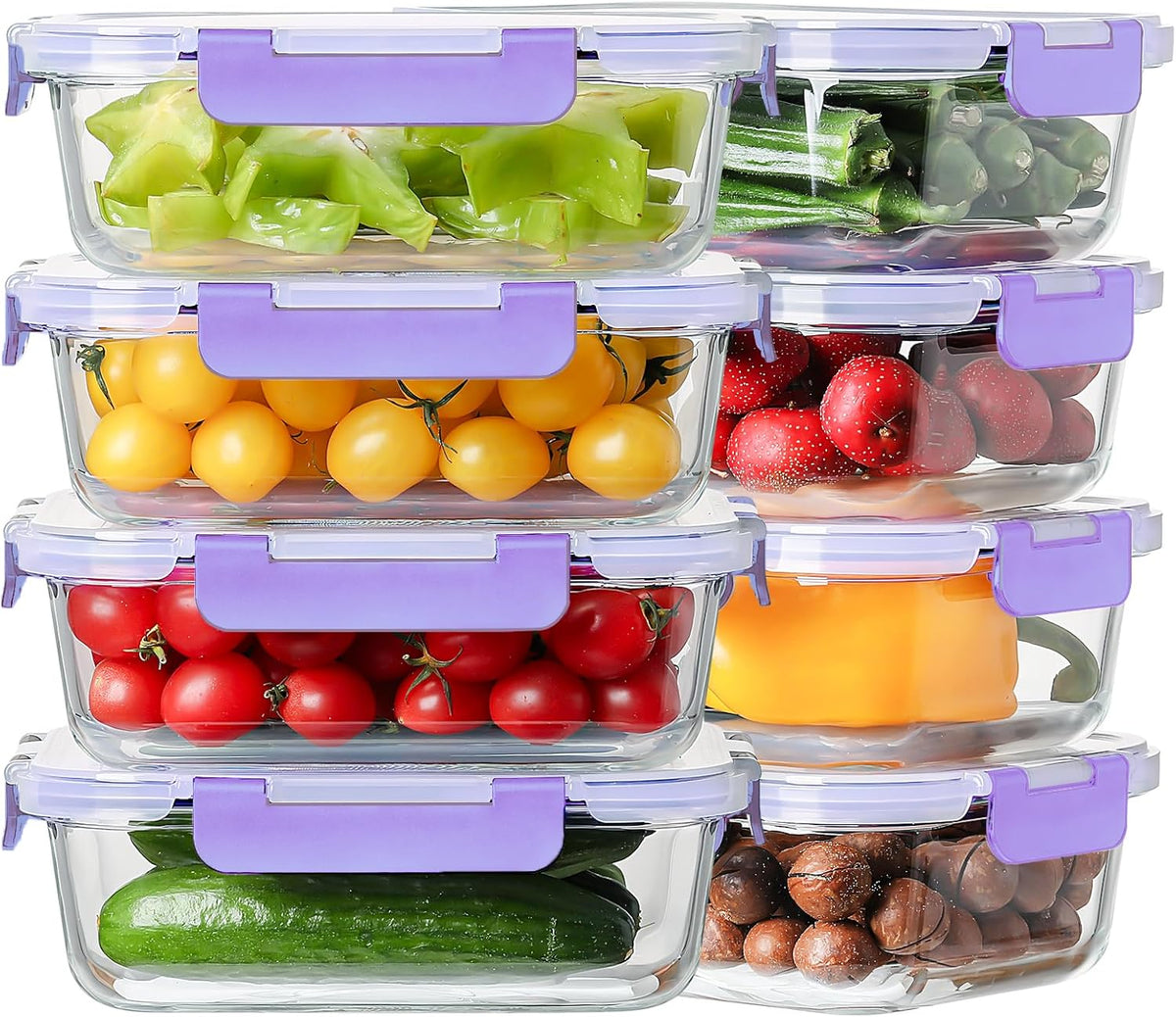 36oz Large Glass Meal Prep Containers with lids, Glass Food Storage Containers with Leak Proof Snap Lock Lids, Airtight Bento lunch Boxes, Kitchen Storage, Oven, Freezer and Dishwasher Safe