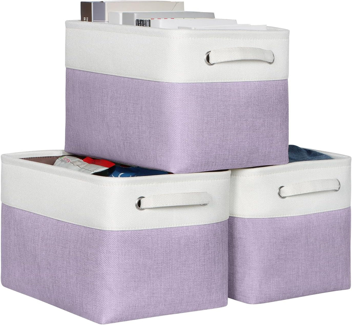 Foldable Storage Bin Collapsible Basket 12" x 10" x 9.5" Cube Storage Organizer Bins with Dual Carry Handles for Home Closet Shelves Drawers Organizer, Set of 3, Grey
