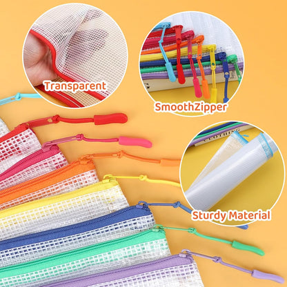 YOPCDJ Mesh Zipper Pouch Bags A4 Zipper Bags for Classroom Organization, Waterproof Document Zipper Pouches for Cosmetics, Travel Storage File Bags for Office Supplie