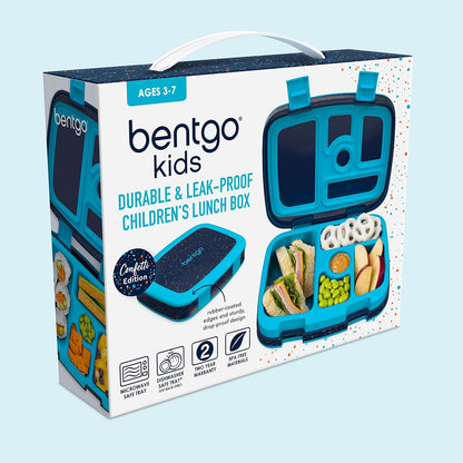 Bentgo Kids Bento-Style 5-Compartment Leak-Proof Lunch Box - Ideal Portion Sizes for Ages 3 to 7 - Durable, Drop-Proof, Dishwasher Safe, PFAS & BPA-Free & Made with Food-Safe Materials (Blue)