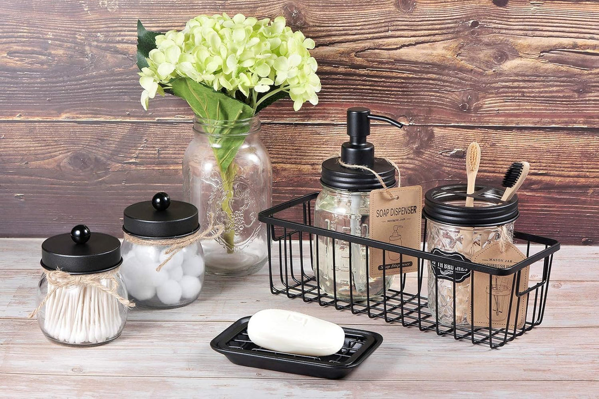 SheeChung Farmhouse Metal Wire Bin Basket with Wall Mount - Small, - Portable Hanging Wall Basket, Rustic Home Storage Organizer for Cabinets, Pantry, Closets, Bathroom, Kitchen,Bedroom(Black)