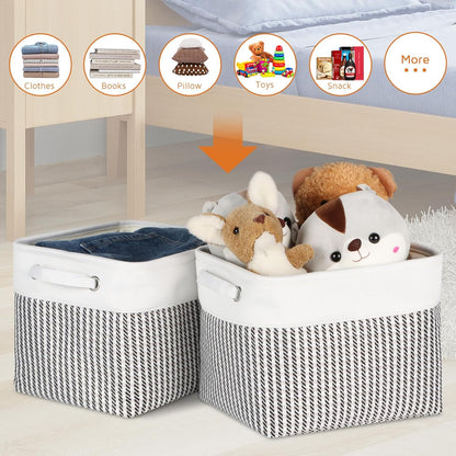 Foldable Storage Bin Collapsible Basket 12" x 10" x 9.5" Cube Storage Organizer Bins with Dual Carry Handles for Home Closet Shelves Drawers Organizer, Set of 3, Grey