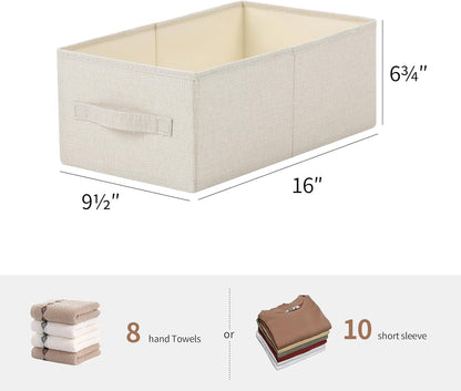 Linen Folding Storage Bins, 3 Pack Large Storage Baskets, Washable, Clothing Storage Bins with Handle, Closet Organizer for Storage Sweater,Sheets(Beige, 18½"x11 x8½)