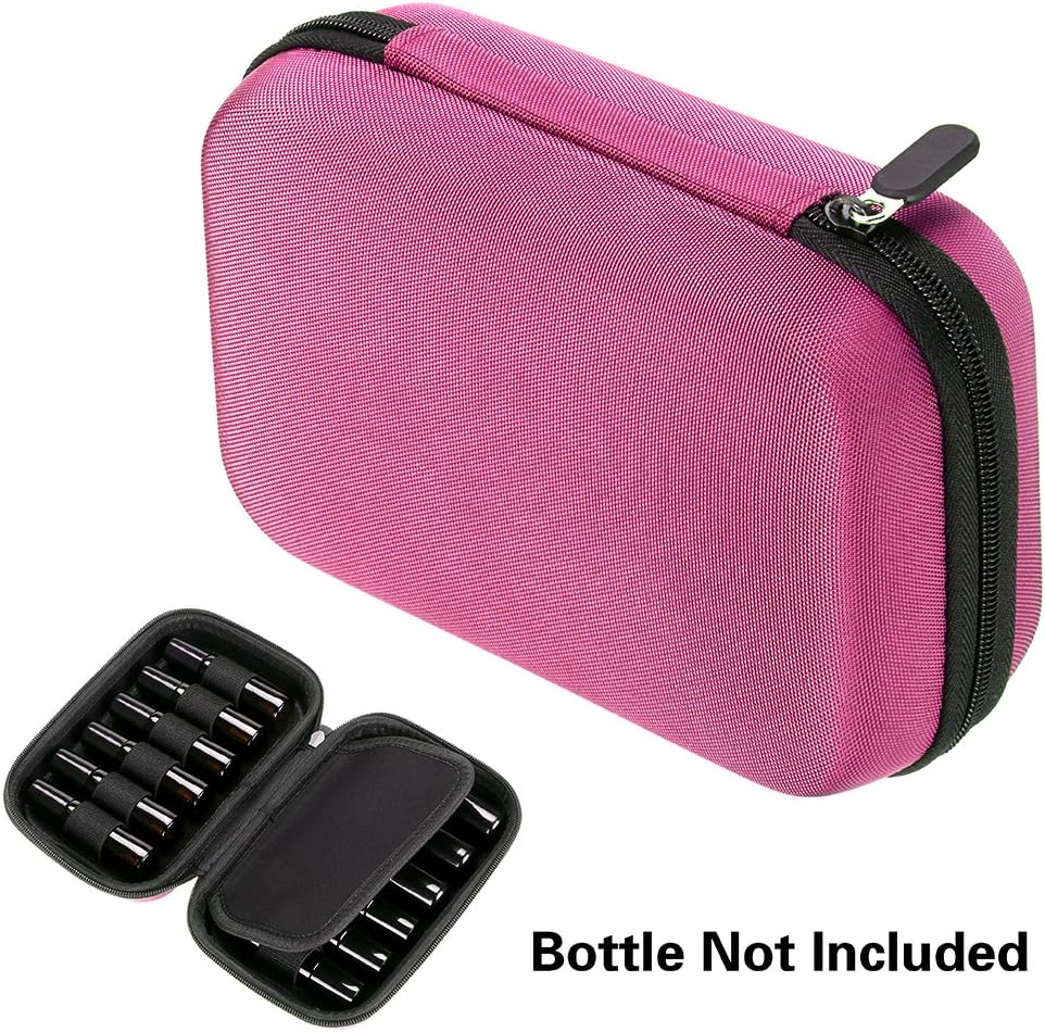 Hipiwe Hard Shell Essential Oil Carrying Case Holds 12 Bottles (Can hold 5ml, 10ml, &10ml Rollers) Travel Size Essential Oils Bag Organizer Perfect for Essential Oils Bottle (Purple)