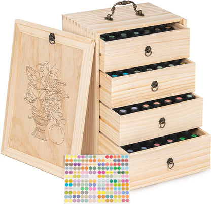 TORIBIO Essential Oil Storage Box for 60 Bottles, Wooden Essential Oils Holder Organizer Holds 5-30ml for Young Living & Doterra Bottles