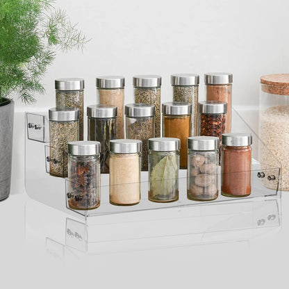 Tiered Spice Rack Acrylic, Spice Rack Shelf Seasoning Organizer for Countertop, Cabinet, Pantry, Kitchen Storage - 5 Tier