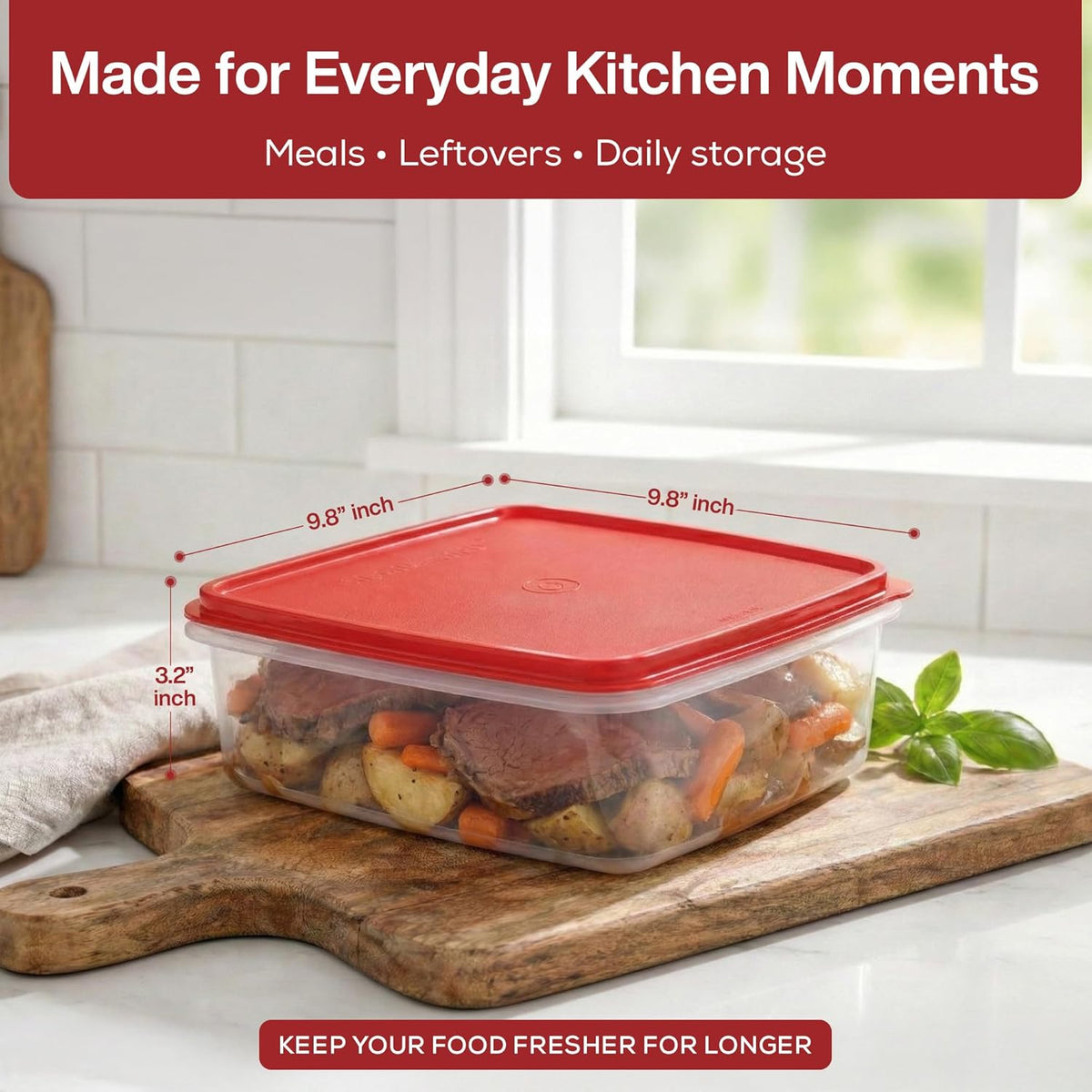SIGNORA WARE Plastic Storage Container with Lid – 3L Cupcake Carrier – Leakproof Cookie Container Airtight – BPA-Free Plastic Container with Lid for Food Storage, Meal Prep, Leftovers, Cupcakes