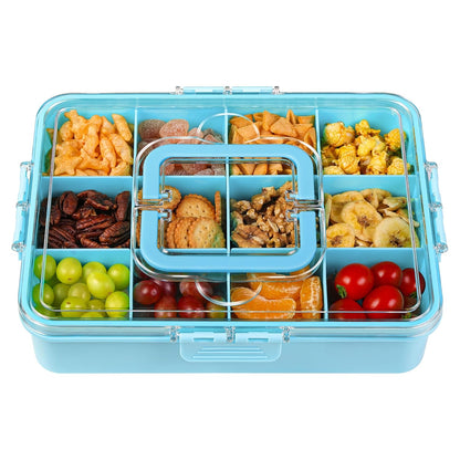 Xyptorix Snack Box Container for Kids - Adjustable 12-Compartment Snack Containers, Reusable Bento Box, Dishwasher Safe, BPA-Free, Perfect for School, Travel, Camping & Picnic, Ivory White