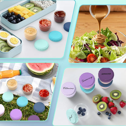 Snack Pack Containers for Kids, Reusable Snack Containers with Lids, 2 Compartment Small Bento Snack Box, BPA-Free, Lunchbox Accessories for Travel