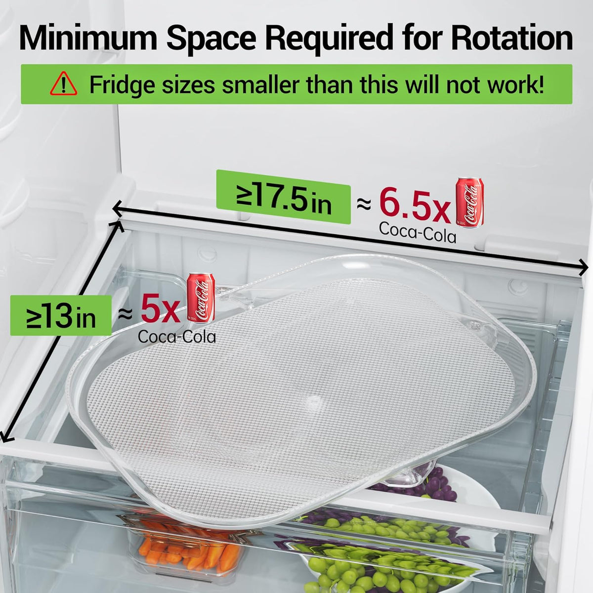 LAMU Lazy Susan Organizer 14.56''x11'' for Refrigerator Organizers and Storage Fridge Organization, Turntable Condiment Organizer for Kitchen, Table Top, Cabinet, Pantry, Countertop