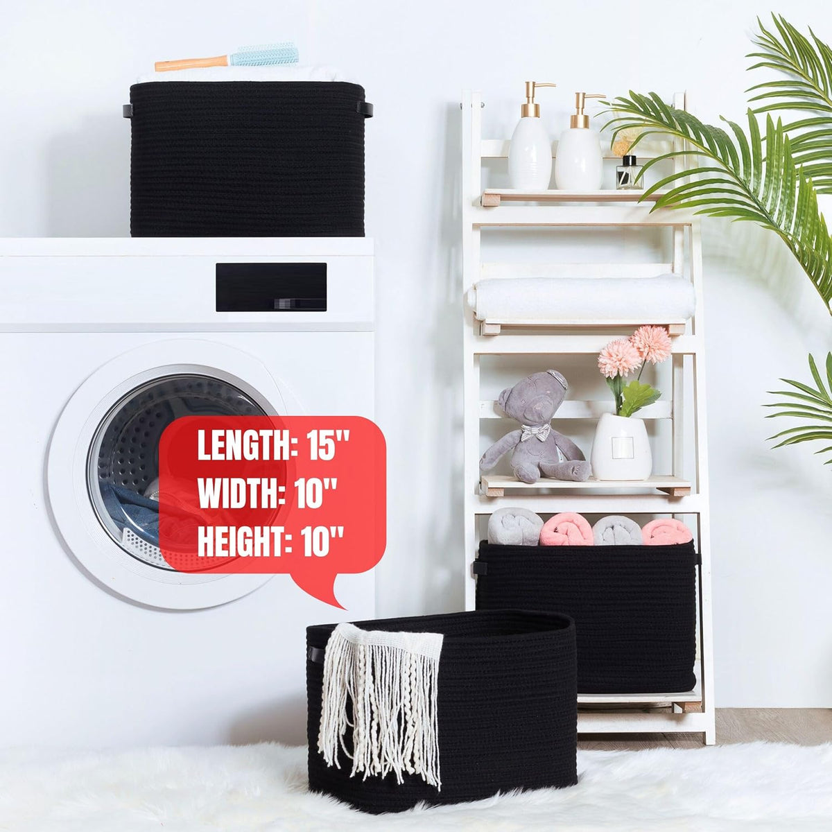 MINTWOOD Design 3-Pack Decorative Woven Storage Baskets for Shelves, Cube Bin Box for Organizing Books, Shoes, Dog Toys, Pantry Closet and Living Room Organizer, Oatmeal Brown