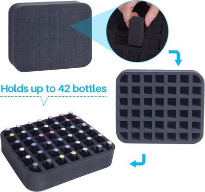 2 Pack Nail Polish Organizer Holder Foam Pad with Slots for Storage 60 Bottles (15ml/0.5fl.oz) Nail Polish or Essential Oil Tray for Drawers Black