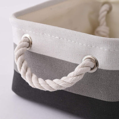 Fabric Storage Bins 12x8x5 inch [6-Pack] with Rope Handles - Decorative Baskets for Organizing