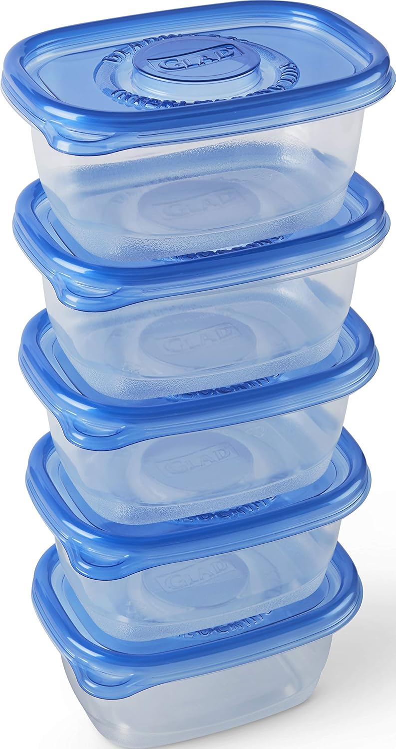Glad GladWare XL Square Food Storage Containers with Lock Tight Lids, BPA-Free Family Size Plastic Containers for Leftovers, Meal Prep, and Freezer Storage, Dishwasher Safe, 104 Oz