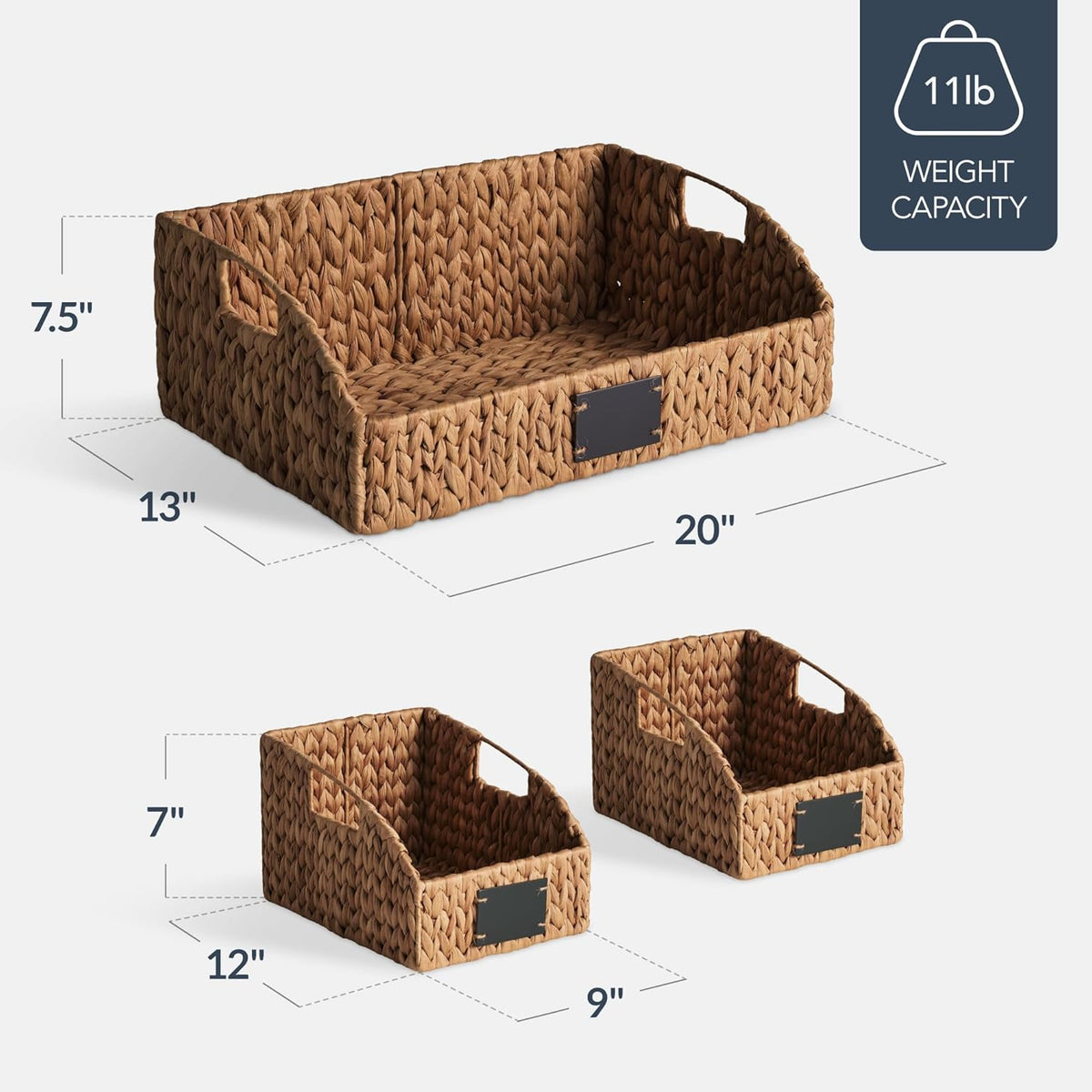 Best Choice Products Water Hyacinth Pantry Storage Baskets, Wicker Baskets w/Built-in Handles, Handwoven Shelf Baskets for Organizing, Pantry Organizers and Storage, 3-Pack - Natural