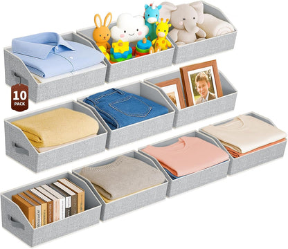 Homsorout Large Closet Organizers and Storage Bins - Trapezoid Storage Baskets for Shelves, Foldable Fabric Baskets with Handles Ideal for Closet, Basket, Wardrobe and Shelf Storage, Beige