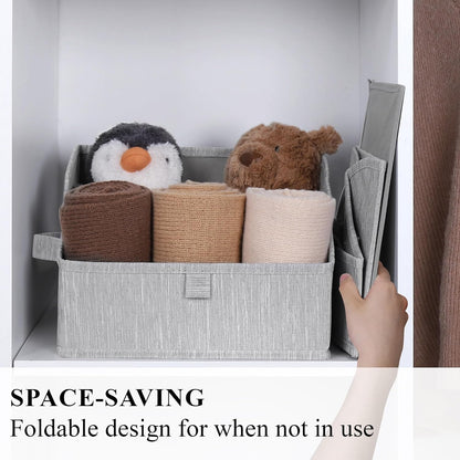 WUIKE Closet Organizers and Storage, Trapezoid Storage Bins, Fabric Closet Bins with Handles, Foldable Storage Baskets for Clothes, Purse, Blanket, Herringbone Gray, Extra Large