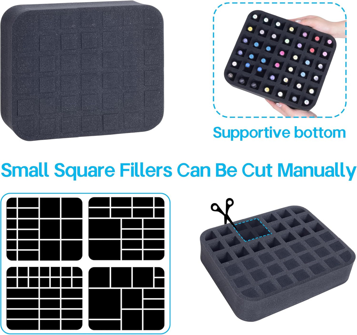 2 Pack Nail Polish Organizer Holder Foam Pad with Slots for Storage 60 Bottles (15ml/0.5fl.oz) Nail Polish or Essential Oil Tray for Drawers Black