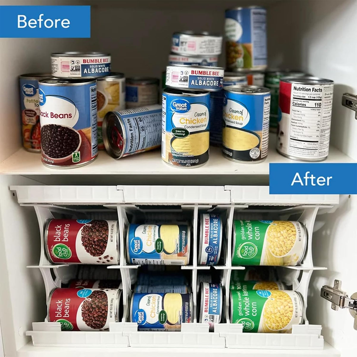 Shelf Reliance Cansolidator Pantry Plus - Can Organizer for Pantry, Stackable Soda Can Storage for Kitchen, Holds 60 Cans of Food or Soda
