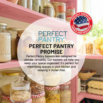 Handy Basket – Kitchen Discovery – Kitchen Pantry Organizers and Storage - Plastic Organizer Bins with Handles in Large Size for Chip Bags, Cake Mixes, Pasta, and Condiments
