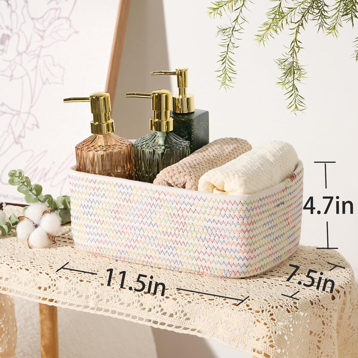 MiniArk Small Storage Baskets for Organizing | Closet Organizer Bins | Shelf Toy Basket | Woven Rope Baskets | Cube Decorative Box | Shallow Basket | L11.5xW7.5xH4.7| Brown
