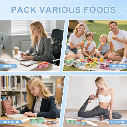 Snack Pack Containers for Kids, Reusable Snack Containers with Lids, 2 Compartment Small Bento Snack Box, BPA-Free, Lunchbox Accessories for Travel