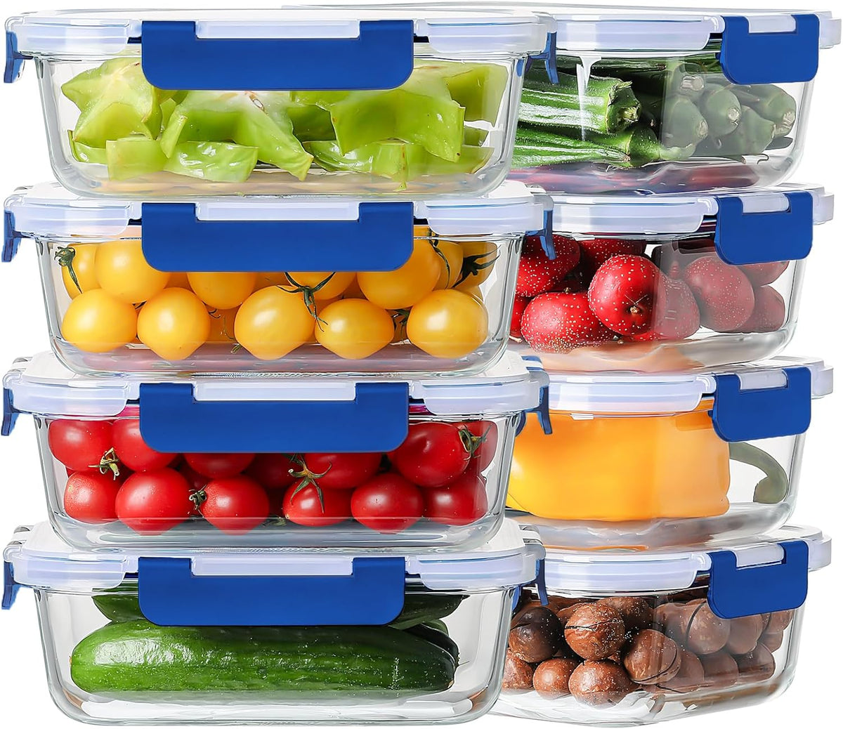 36oz Large Glass Meal Prep Containers with lids, Glass Food Storage Containers with Leak Proof Snap Lock Lids, Airtight Bento lunch Boxes, Kitchen Storage, Oven, Freezer and Dishwasher Safe